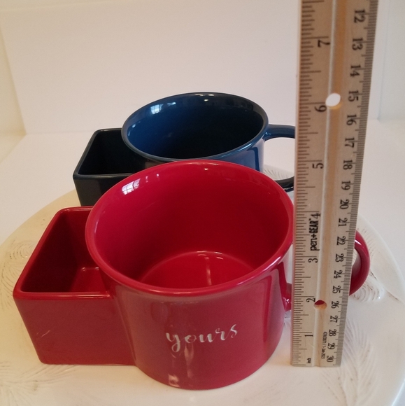 Set of 2 Personal Creations Dipping Time Ceramic Soup Bowl Blue Red Stoneware - Picture 9 of 9